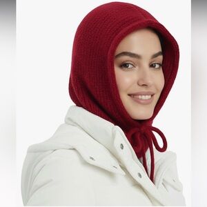 NWT Melifluos Hooded Scarf Beanie for Women Balaclava Scarves Hat, Red